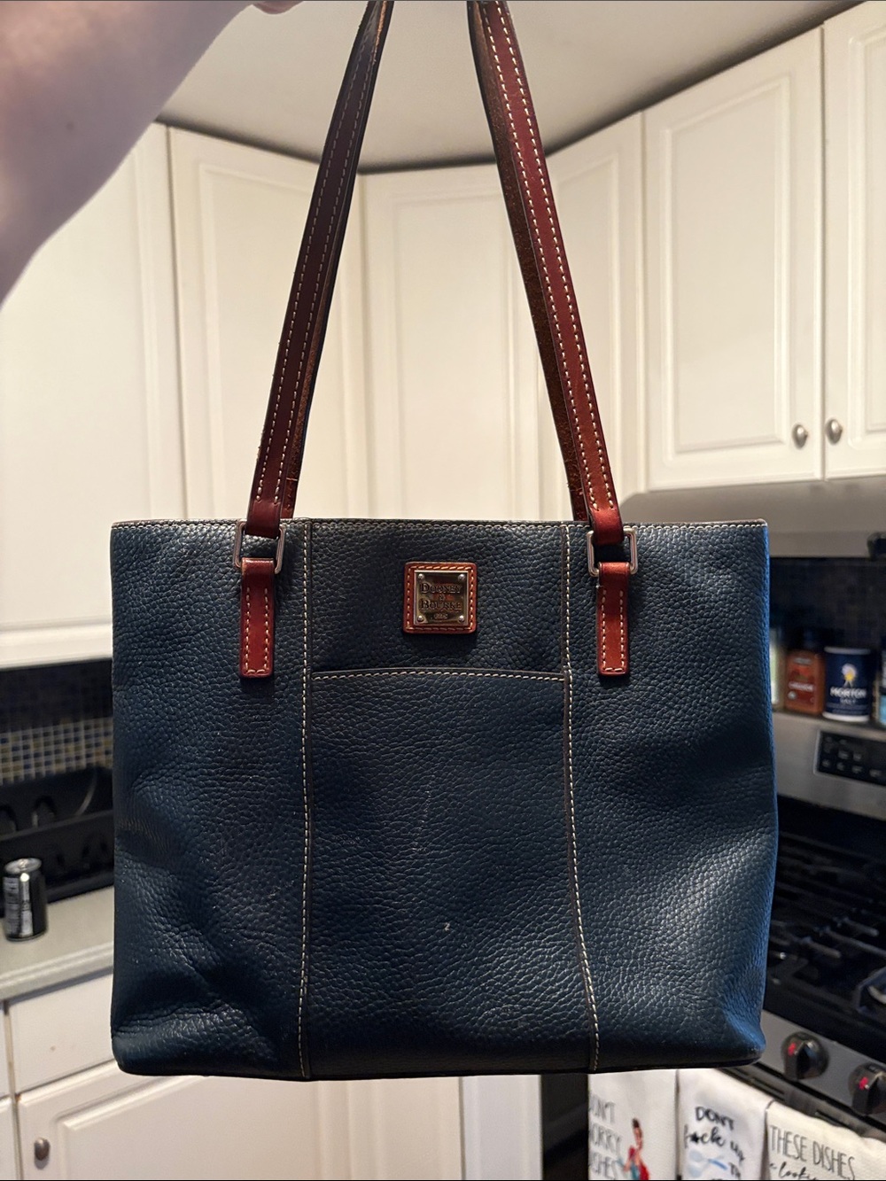 Dooney & Bourke Leather Tote Bag in Navy with dustbag